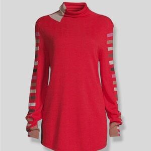 NIC+ZOE Red Sweater with White Accents